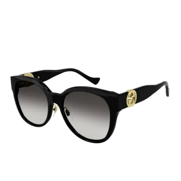 NEW GUCCI WOMEN'S ROUND SUNGLASSES GUCCI GG1028SK 006 GUCCI BLACK EYEWEAR - Picture 1 of 12